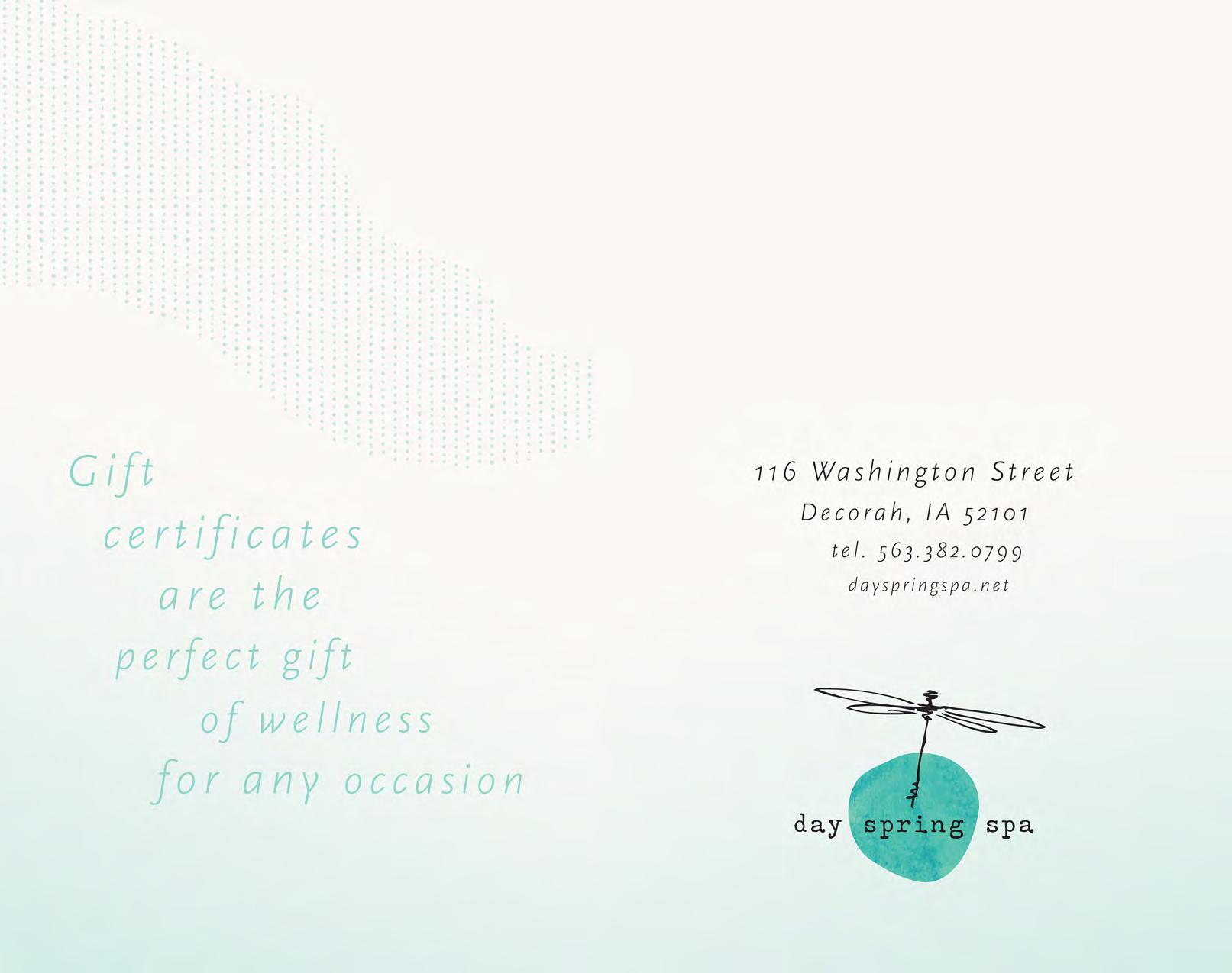 Day Spring Spa Decorah Iowa healing therapies brochure image